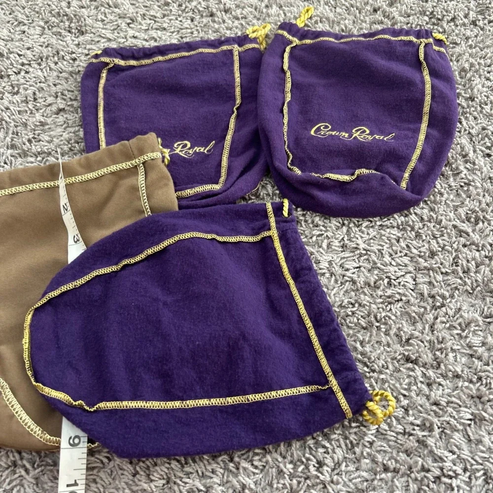 Crown Royal Purple & Tan Drawstring‎ Pouches Bags 4pc Set